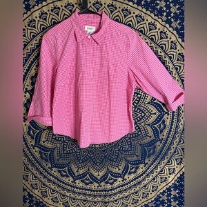 Talbots Pink Checkered Button Down Shirt